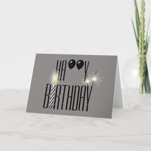 Black Birthday Balloons mit Sparkler Karte (Vorderseite)