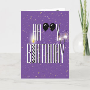 Black Birthday Balloons mit Sparklern Karte