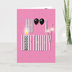 Black Birthday Balloons mit Sparklern Karte