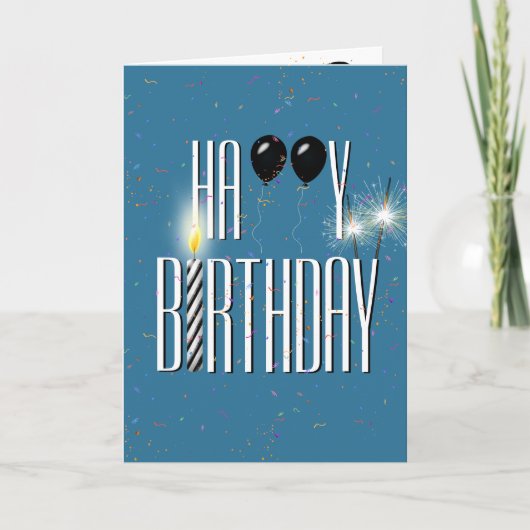 Black Birthday Balloons mit Sparklern Karte (Vorderseite)