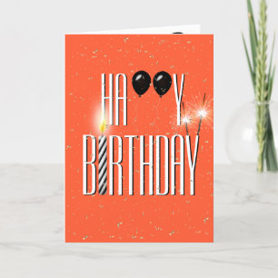 Black Birthday Balloons mit Sparklern Karte