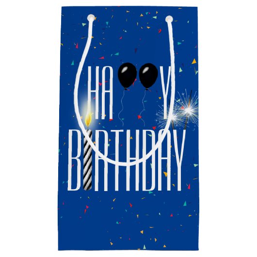 Black Birthday Balloons und Sparkler Kleine Geschenktüte (Vorderseite)