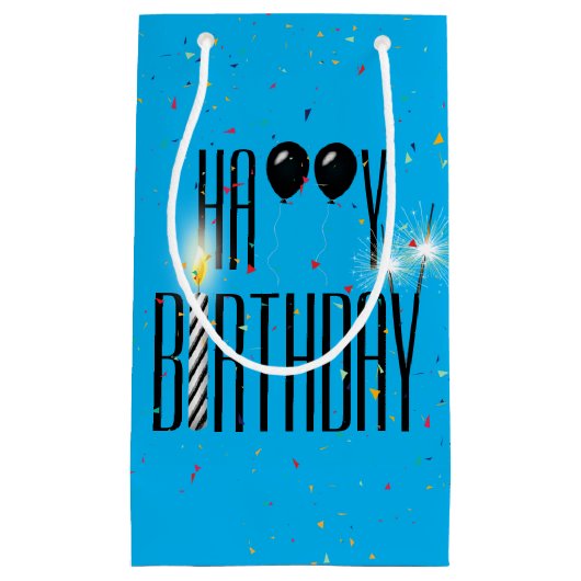 Black Birthday Balloons und Sparkler Kleine Geschenktüte (Vorderseite)