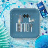 Black Birthday Balloons und Sparkler Pappteller (Party)