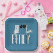 Black Birthday Balloons und Sparkler Pappteller (Party)