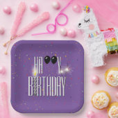 Black Birthday Balloons und Sparkler Pappteller (Party)
