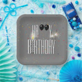 Black Birthday Balloons und Sparkler Pappteller (Party)