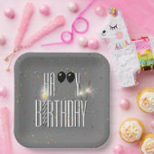 Black Birthday Balloons und Sparkler Pappteller (Party)
