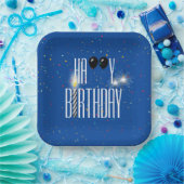 Black Birthday Balloons und Sparkler Pappteller (Party)