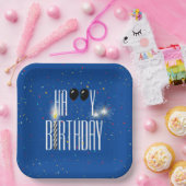 Black Birthday Balloons und Sparkler Pappteller (Party)