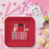 Black Birthday Balloons und Sparkler Pappteller (Party)