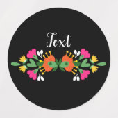 Black Birthday Blume Fiesta Mexikanische Stickerei Etiketten (Design 1)