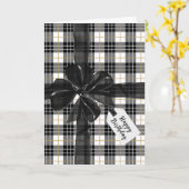 Black Birthday Bow auf Tartan Kariert Karte (Gelbe Blume)