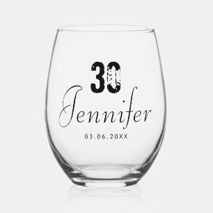 Black Birthday Number Schwarzes Datum Weinglas Ohne Stiel