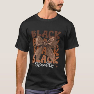 Black Blackity Coquette Bow Hearts Melanin African T-Shirt