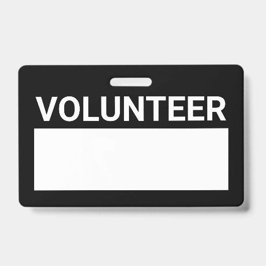Black Blank Volunteer Abzeichen Ausweis (Vorderseite)