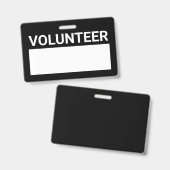 Black Blank Volunteer Abzeichen Ausweis (Vorder- & Rückseite)