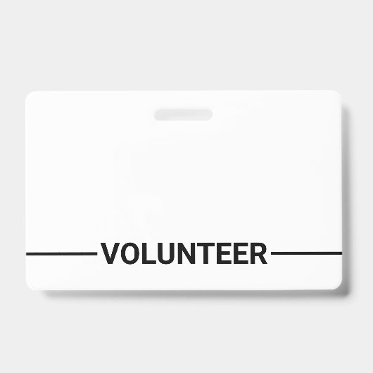 Black Blank Volunteer Abzeichen Ausweis (Vorderseite)