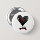 Black Bleeding Cut Open Broken Heart Goth Valentin Button (Vorne & Hinten)