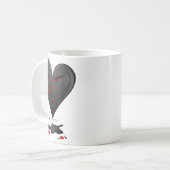 Black Bleeding Cut Open Broken Heart Goth Valentin Kaffeetasse (Vorderseite Links)