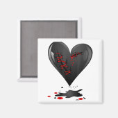 Black Bleeding Cut Open Broken Heart Goth Valentin Magnet (Vorderseite/Rückseite)