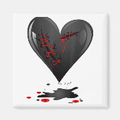 Black Bleeding Cut Open Broken Heart Goth Valentin Magnet (Vorne)