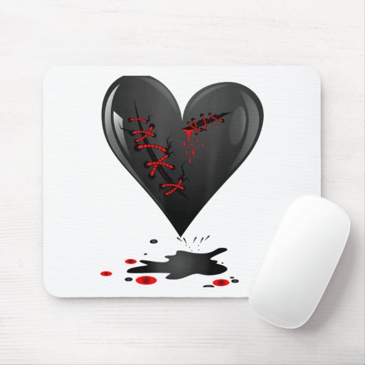 Black Bleeding Cut Open Broken Heart Goth Valentin Mousepad (Mit Mouse)