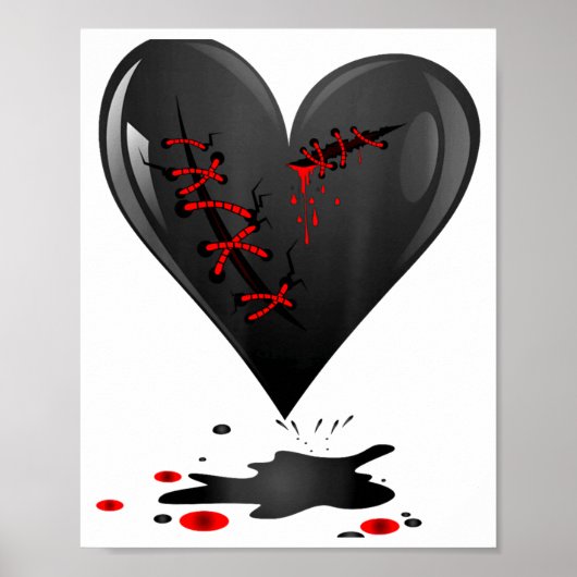 Black Bleeding Cut Open Broken Heart Goth Valentin Poster (Vorne)