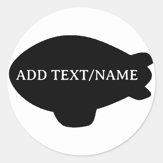 Black Blimp Ballon in Blue Sky Custom Aufkleber (Vorderseite)