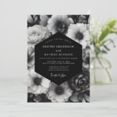 Black Bloom Opulent Wedding Einladung (Stehend Vorderseite)