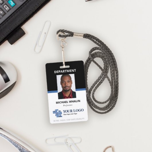 Black Blue Add Your Logo & Foto ID Ausweis