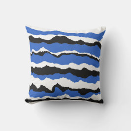 Black, blue and white wave pattern cushion kissen