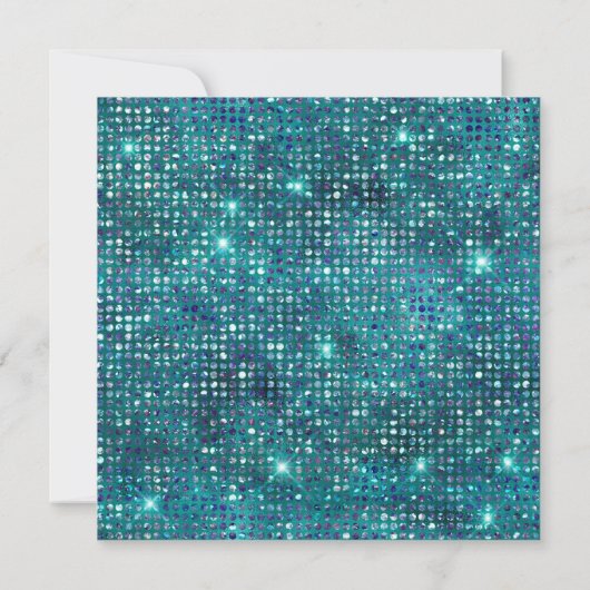 Black Blue Aquamarin Diamond Studded Foil 21. Gebu Einladung (Rückseite)