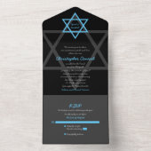 Black Blue Bar Mitzvah UAWG alle in einer Einladun All In One Einladung (Innen Boden)