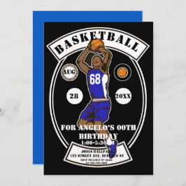 Black Blue Basketball Geburtstagsparty lädt ein
