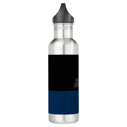 Black Blue Bold Text Trendy Stilvoll Edelstahlflasche (Links)