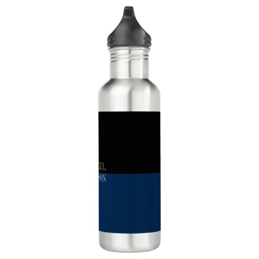 Black Blue Bold Text Trendy Stilvoll Ihr Name Edelstahlflasche (Rechts)