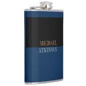 Black Blue Bold Text Trendy Stilvoll Ihr Name Flachmann (Rechts)