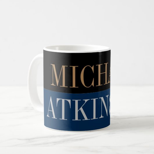 Black Blue Bold Text Trendy Stilvoll Ihr Name Kaffeetasse (Vorderseite Links)