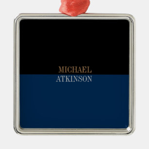 Black Blue Bold Text Trendy Stilvoll Ihr Name Ornament Aus Metall