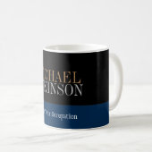 Black Blue Bold Text Trendy Stilvoll Kaffeetasse (VorderseiteRechts)