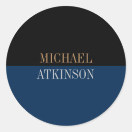 Black Blue Bold Text Trendy Stilvoll Runder Aufkleber