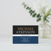 Black Blue Bold Text Trendy Stylish Large  Visitenkarte (Stehend Vorderseite)