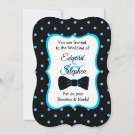 Black Blue Bowtie & Heelses LGBT Wedites Einladung