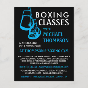 Black & Blue Boxing Handschuhe, Boxing Class Adver Flyer