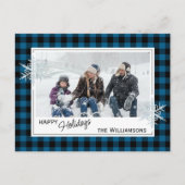 Black Blue Buffalo Lumberjack Kariert & Schneefloc Postkarte (Vorderseite)