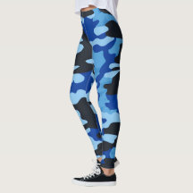 Black Blue Camouflage Leggings - Taktische Yogopar