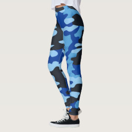 Black Blue Camouflage Leggings - Taktische Yogopar