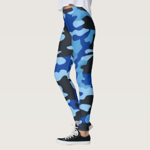 Black Blue Camouflage Leggings - Taktische Yogopar
