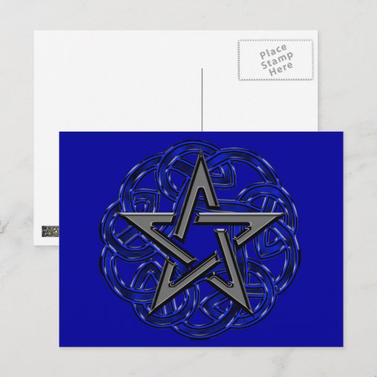 Black & Blue Celtic Pentagramm Postkarte (Vorne/Hinten)